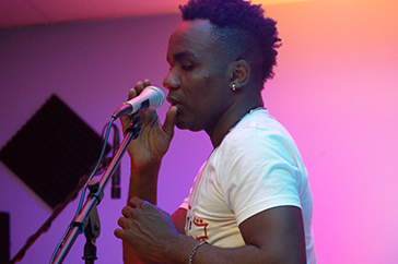 Singer on a microphone