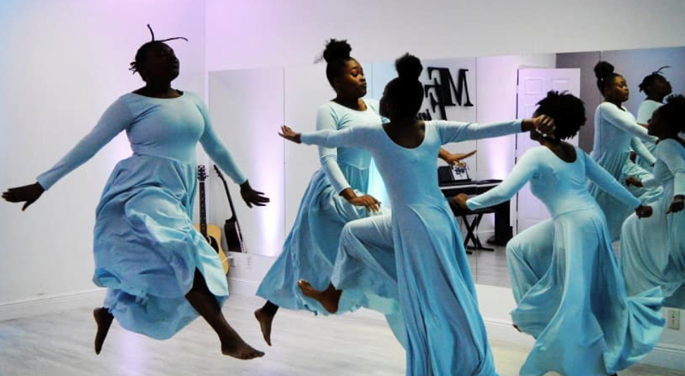 Dancers jumping in the air